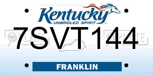 7SVT144 Kentucky License Plate