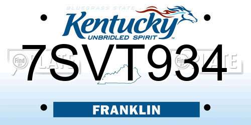 7SVT934 Kentucky License Plate
