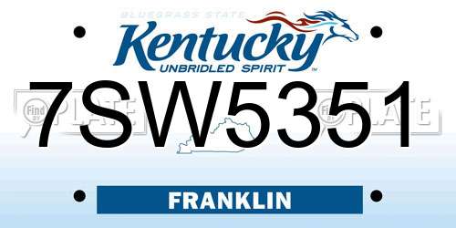 7SW5351 Kentucky License Plate