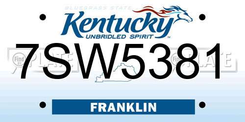 7SW5381 Kentucky License Plate
