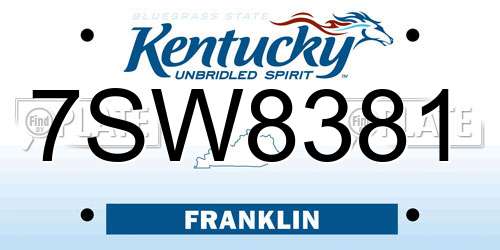 7SW8381 Kentucky License Plate