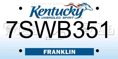 7SWB351 Kentucky License Plate