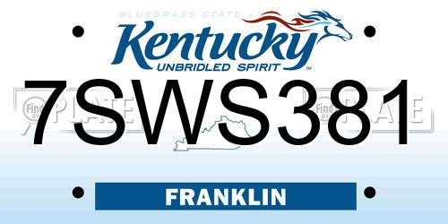 7SWS381 Kentucky License Plate