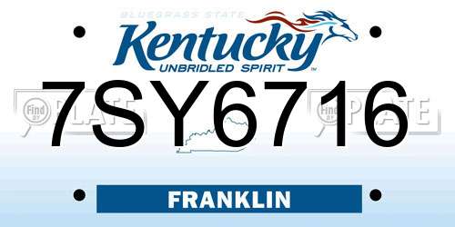 7SY6716 Kentucky License Plate
