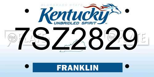 7SZ2829 Kentucky License Plate