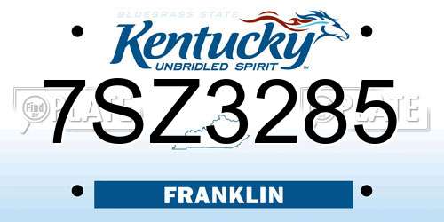 7SZ3285 Kentucky License Plate