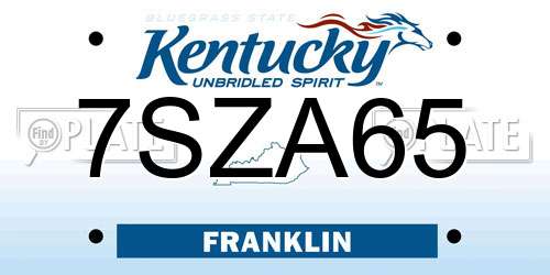 7SZA65 Kentucky License Plate