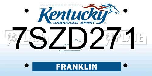 7SZD271 Kentucky License Plate