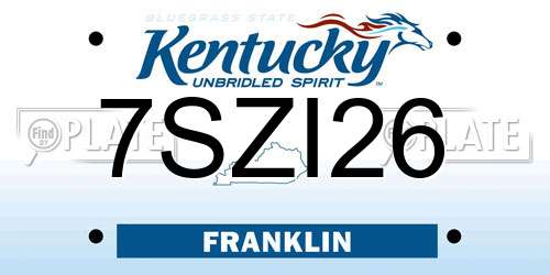 7SZI26 Kentucky License Plate