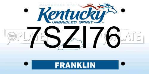 7SZI76 Kentucky License Plate