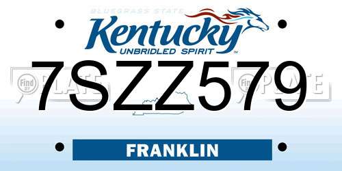 7SZZ579 Kentucky License Plate