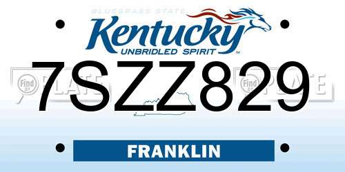 7SZZ829 Kentucky License Plate