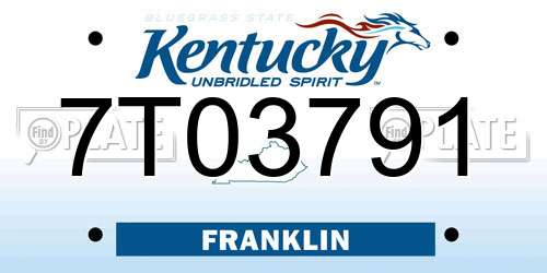 7T03791 Kentucky License Plate