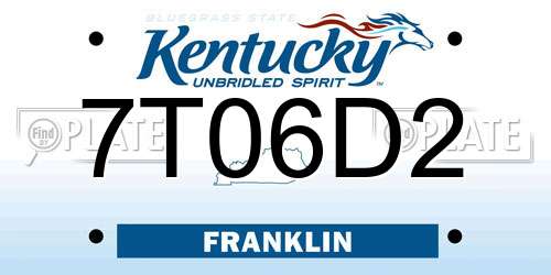 7T06D2 Kentucky License Plate