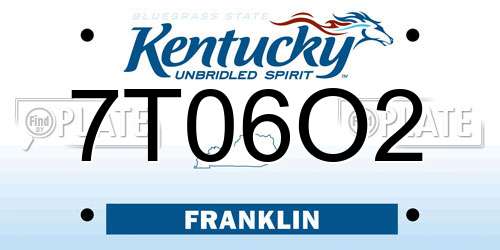 7T06O2 Kentucky License Plate