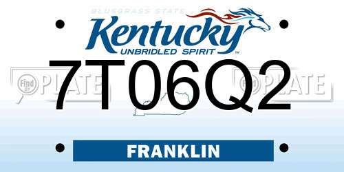 7T06Q2 Kentucky License Plate