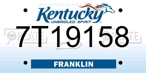 7T19158 Kentucky License Plate