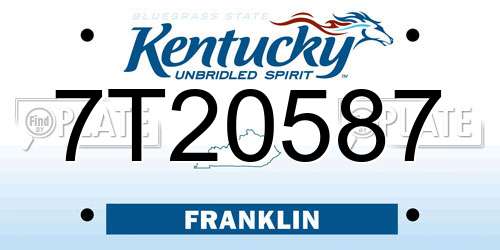 7T20587 Kentucky License Plate