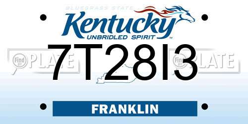 7T28I3 Kentucky License Plate