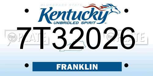 7T32026 Kentucky License Plate