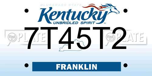 7T45T2 Kentucky License Plate