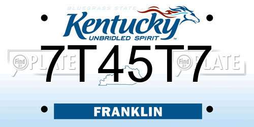 7T45T7 Kentucky License Plate