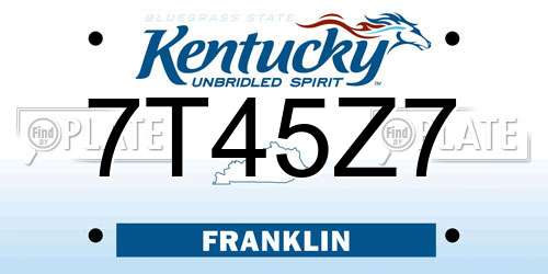 7T45Z7 Kentucky License Plate