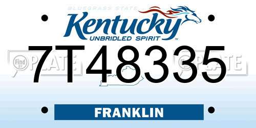 7T48335 Kentucky License Plate