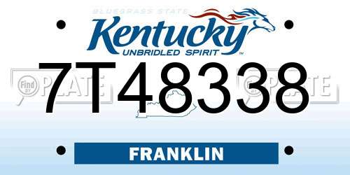 7T48338 Kentucky License Plate