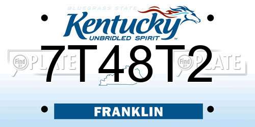 7T48T2 Kentucky License Plate