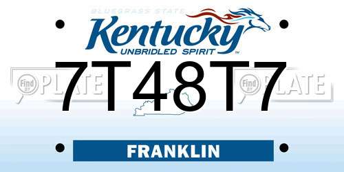 7T48T7 Kentucky License Plate