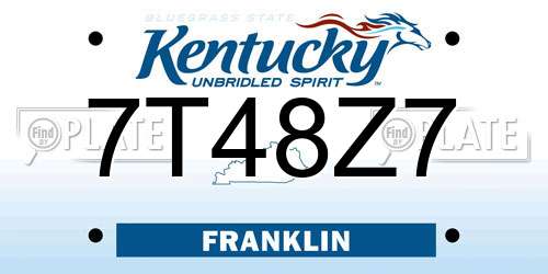 7T48Z7 Kentucky License Plate