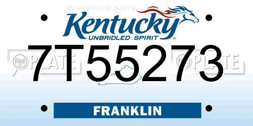 7T55273 Kentucky License Plate