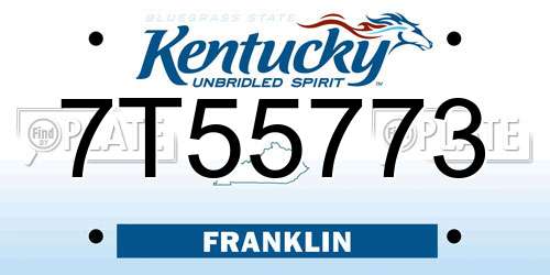 7T55773 Kentucky License Plate
