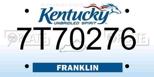 7T70276 Kentucky License Plate