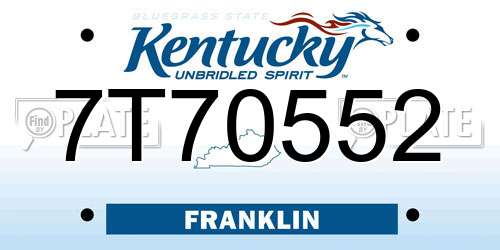 7T70552 Kentucky License Plate