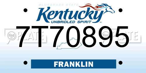 7T70895 Kentucky License Plate