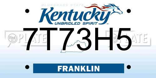 7T73H5 Kentucky License Plate