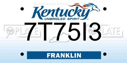 7T75I3 Kentucky License Plate