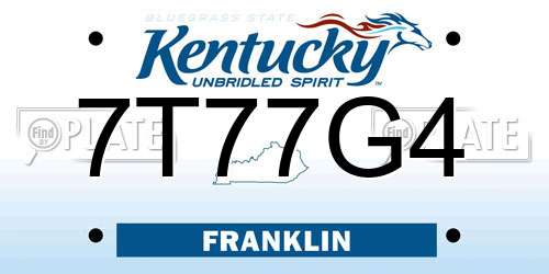 7T77G4 Kentucky License Plate