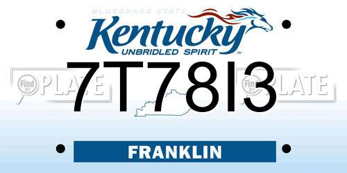 7T78I3 Kentucky License Plate
