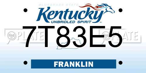 7T83E5 Kentucky License Plate