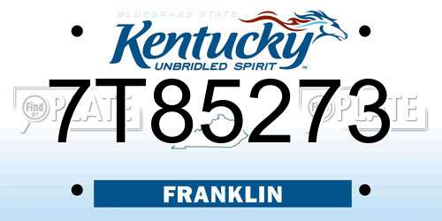 7T85273 Kentucky License Plate