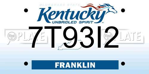 7T93I2 Kentucky License Plate