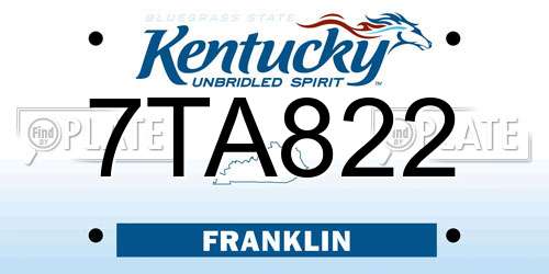 7TA822 Kentucky License Plate
