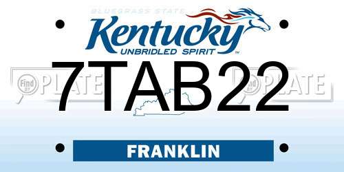 7TAB22 Kentucky License Plate