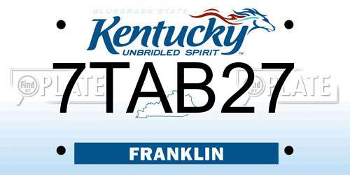 7TAB27 Kentucky License Plate