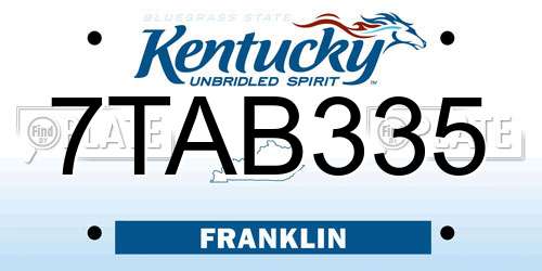 7TAB335 Kentucky License Plate