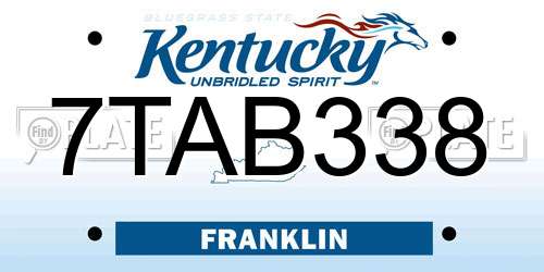 7TAB338 Kentucky License Plate