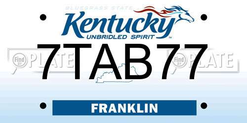 7TAB77 Kentucky License Plate